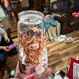 Highland Cow Floral Tumbler